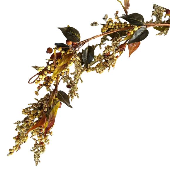Rustic Harvest Autumn Berry & Leaf Garland Fall Mantel or Table Decor 70" - Picture 2 of 3
